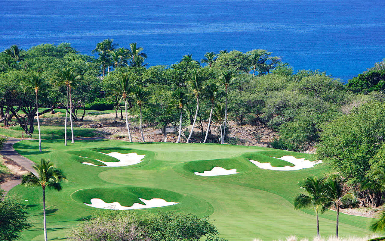 Golfplatz in Waimea, Big island of Hawaii Mauna Kea Golf Course