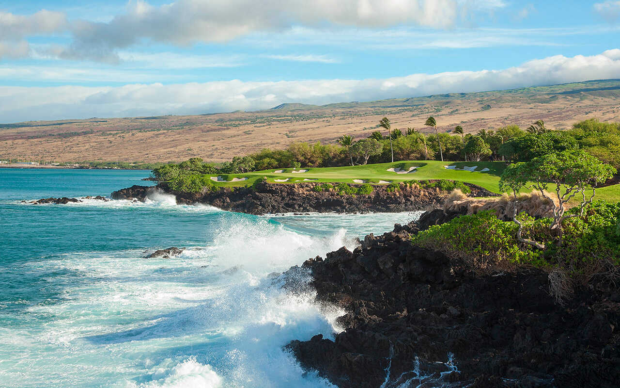 Golfplatz in Waimea, Big island of Hawaii Mauna Kea Golf Course